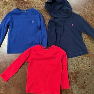Toddler 3T boy (bundle—3 shirts total) long sleeve polo shirts. Good condition.